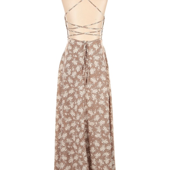 Lulu's Floral Maxi Dress in Brown and Cream - Picture 2 of 4